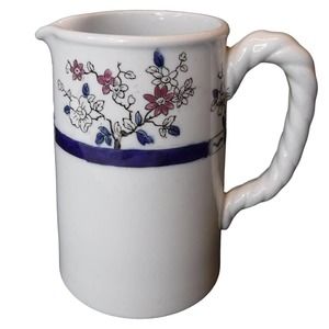Cauldon Brown LTD Westhead Moore Milk Pitcher Dogwood Blossoms Rope Handle
